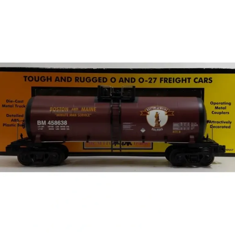 MTH 30-73262 O Gauge Boston & Maine Modern Tank Car #458638 - Model Train Junction: Quality Parts and Art Supplies