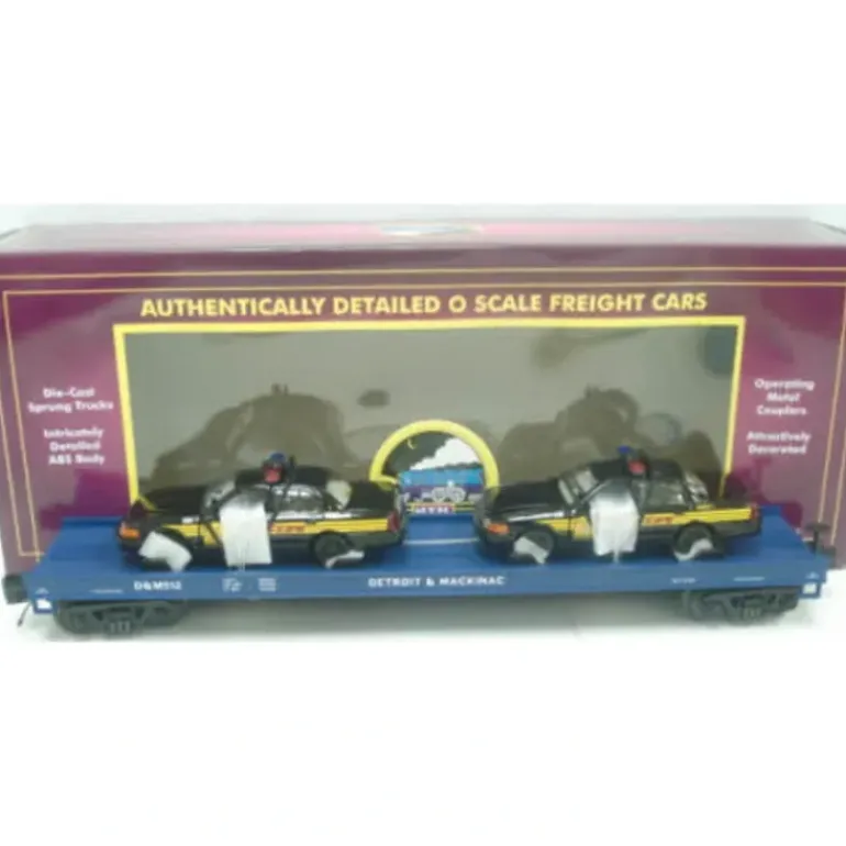 MTH 20-98547 O Gauge Detroit & Mackinac Flat Car with 2 Ford Police Cars #512 - Model Train Junction: Quality Parts and Art Supplies