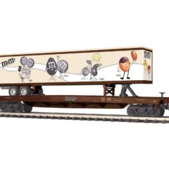 MTH 20-98629 O M&Ms Premier Flat Car w/ 48 Trailer - Model Train Junction: Quality Parts and Art Supplies