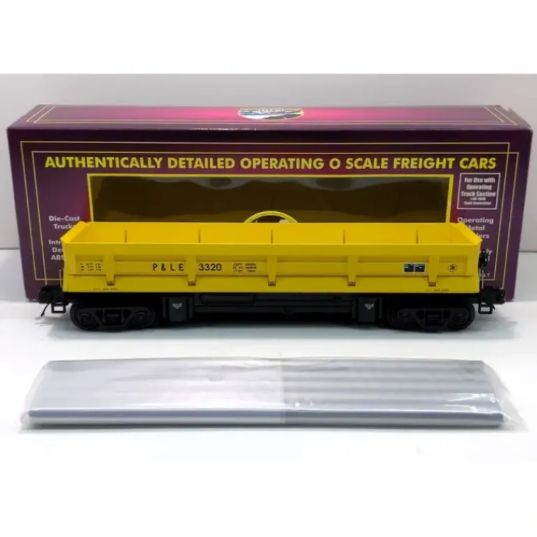 MTH 20-98594 O P&LE Operating Dump Car w/Pipe Load #3320 - Model Train Junction: Quality Parts and Art Supplies