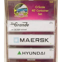 MTH 20-95038 O Rio Grande/Hyundai/Maersk 40'' Container Set (Set of 3) - Model Train Junction: Quality Parts and Art Supplies
