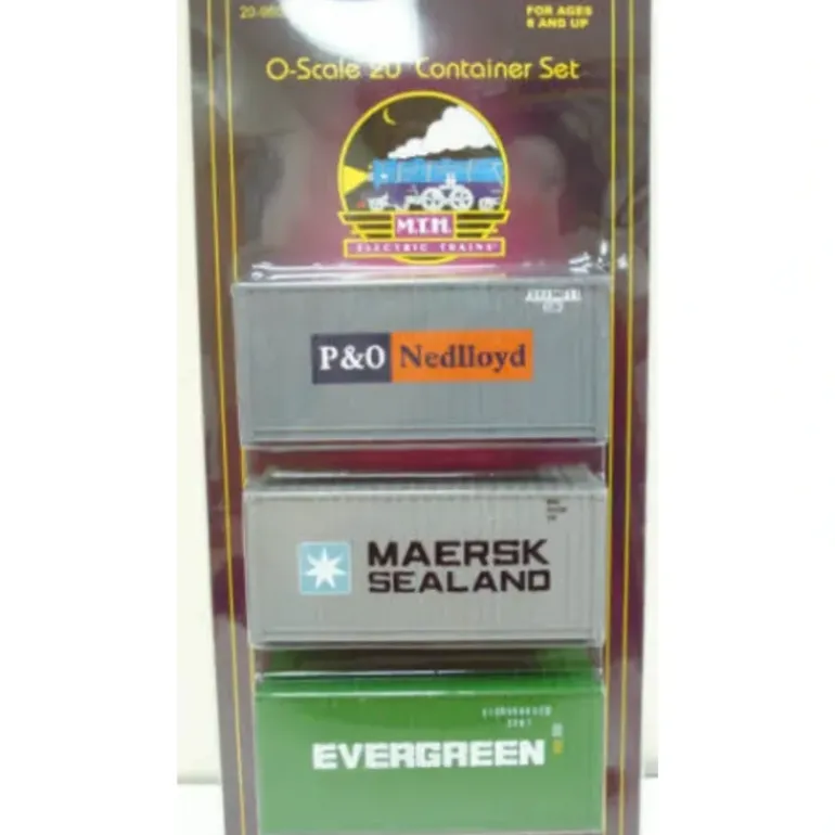 MTH 20-95063 O Scale Maersk/P&O/Evergreen 20' Container Set - Model Train Junction: Quality Parts and Art Supplies