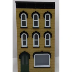 MTH 30-90373 O Scale Tan Brick W/Black Shutters 3-Story Town House #1 - Model Train Junction: Quality Parts and Art Supplies