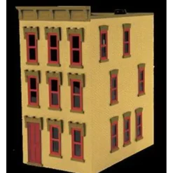 MTH 30-90377 O Scale Yellow Brick W/Red Shutters 3-Story Town House - Model Train Junction: Quality Parts and Art Supplies