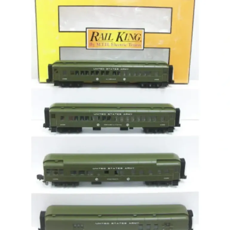 MTH 30-69046 O U.S. Army 60' Madison Passenger Car Set (Set of 4) - Model Train Junction: Quality Parts and Art Supplies