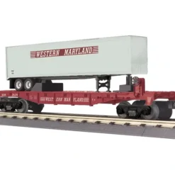 MTH 30-76336 O Western Maryland Flat Car w/Trailer - Model Train Junction: Quality Parts and Art Supplies