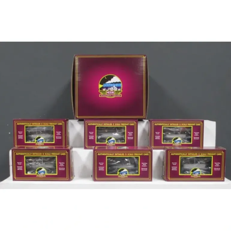 MTH 20-90595 O Western Maryland Skeleton Flat Car Set w/Log Load (Set of 6) - Model Train Junction: Quality Parts and Art Supplies