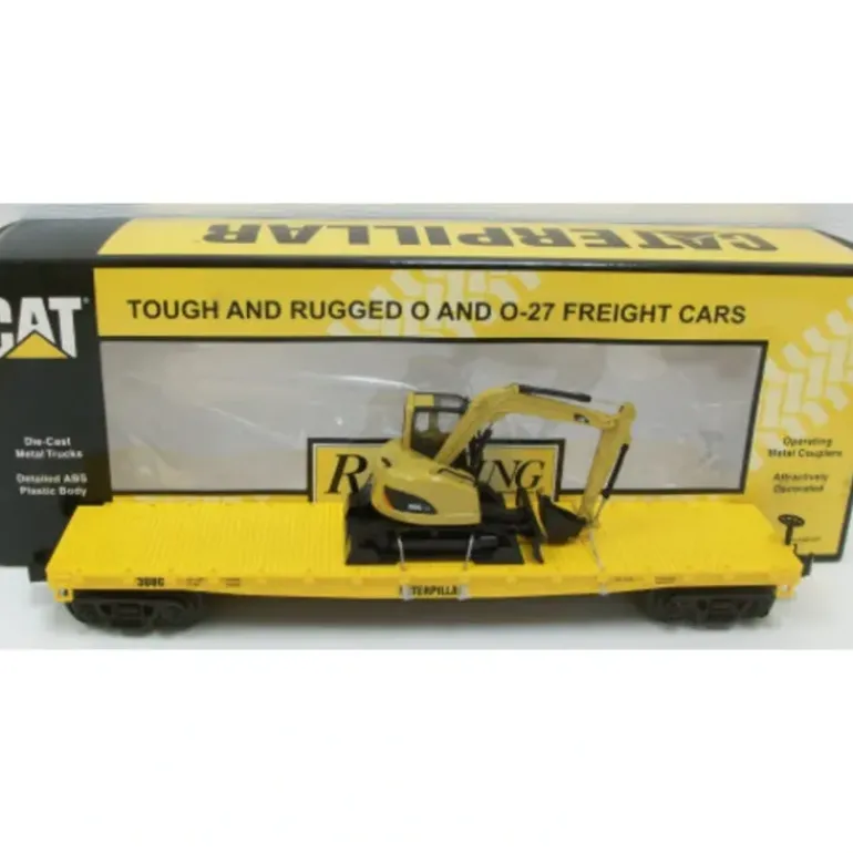 MTH 30-76299 OCaterpillar Flat Car w/CAT CR Hydraulic Excavator Load V2 #308C - Model Train Junction: Quality Parts and Art Supplies