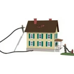 MTH 30-9169 Tan/Green House on Fire - Model Train Junction: Quality Parts and Art Supplies