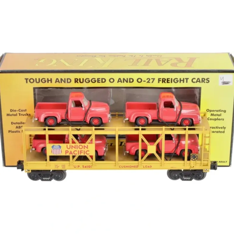 MTH 30-76065 Union Pacific Auto Carrier Flat Car with 53 Ford Pickups LN/Box - Model Train Junction: Quality Parts and Art Supplies