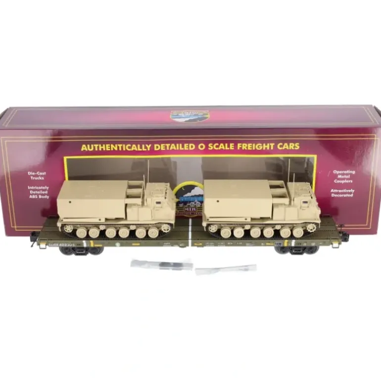 MTH 20-95470 U.S. Army Premier 60' Flat Car w/2 M270 Rocket Launchers #40230 MT/Box - Model Train Junction: Quality Parts and Art Supplies
