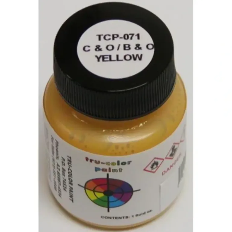 Tru-Color Paint, TCP-071, Airbrush Ready, C&O/B&O Yellow, 1oz - Model Train Junction: Quality Parts and Art Supplies