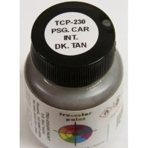 Tru-Color Paint, TCP-230, Airbrush Ready, Passenger Car Interior Dark Tan, 1 oz - Model Train Junction: Quality Parts and Art Supplies