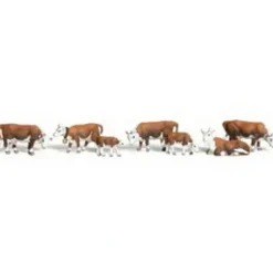 Woodland Scenics A2144 N Scenic Accents Hereford Cow Figures (Set of 11) - Model Train Junction: Quality Parts and Art Supplies