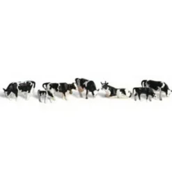Woodland Scenics A2187 N Scenic Accents Holstein Cow Figures (Set of 11) - Model Train Junction: Quality Parts and Art Supplies