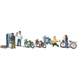 Woodland Scenics A2752 O Scenic Accents Bicycle Buddies W/Bicycles (Set of 10) - Model Train Junction: Quality Parts and Art Supplies