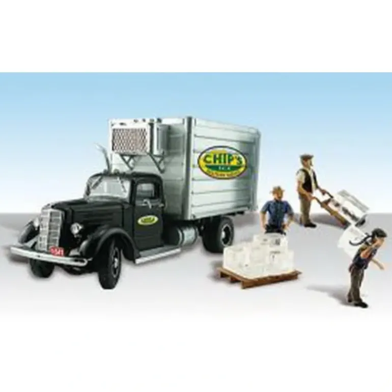 Woodland Scenics AS5557 HO AutoScenes Chip's Ice Truck (Pack of 5) - Model Train Junction: Quality Parts and Art Supplies