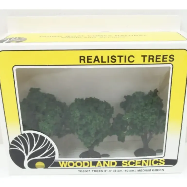 Woodland Scenics TR1007 3" - 4" Medium Green Realistic Trees (Pack of 3) - Model Train Junction: Quality Parts and Art Supplies